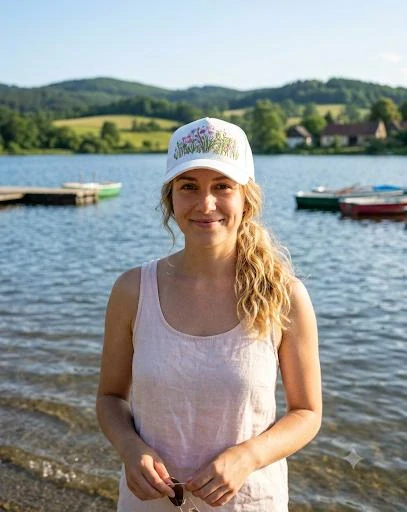 Kšiltovka Luční kvítí – bílá 2