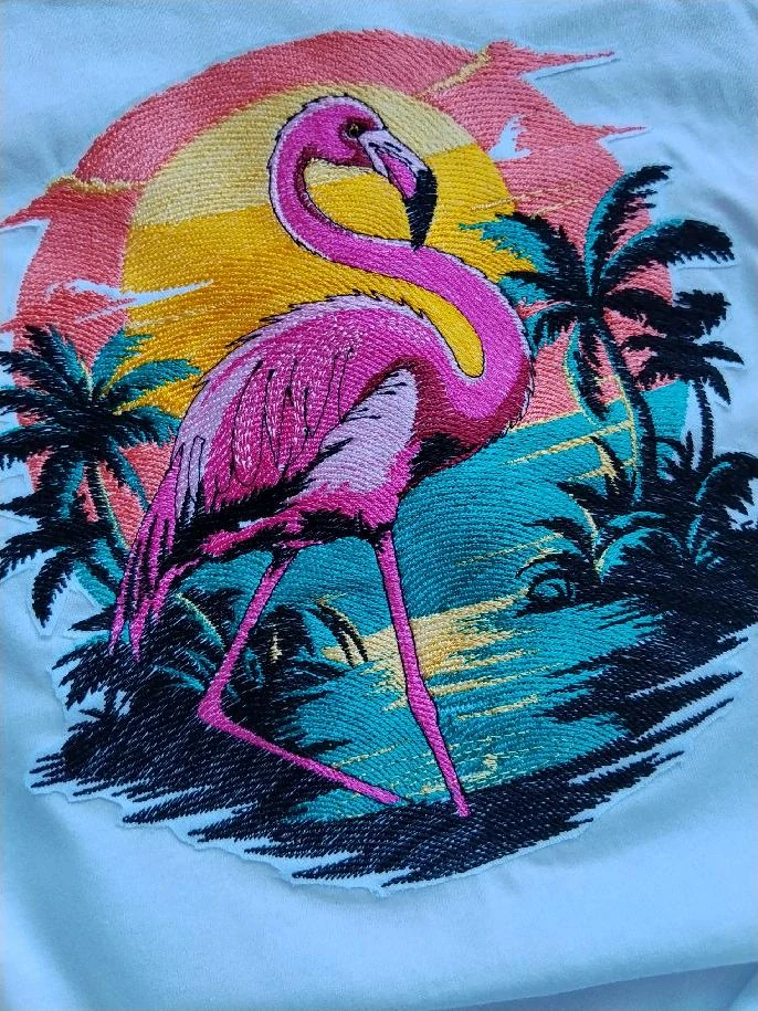 Dámské RETRO tričko "Plameňák" – bílé